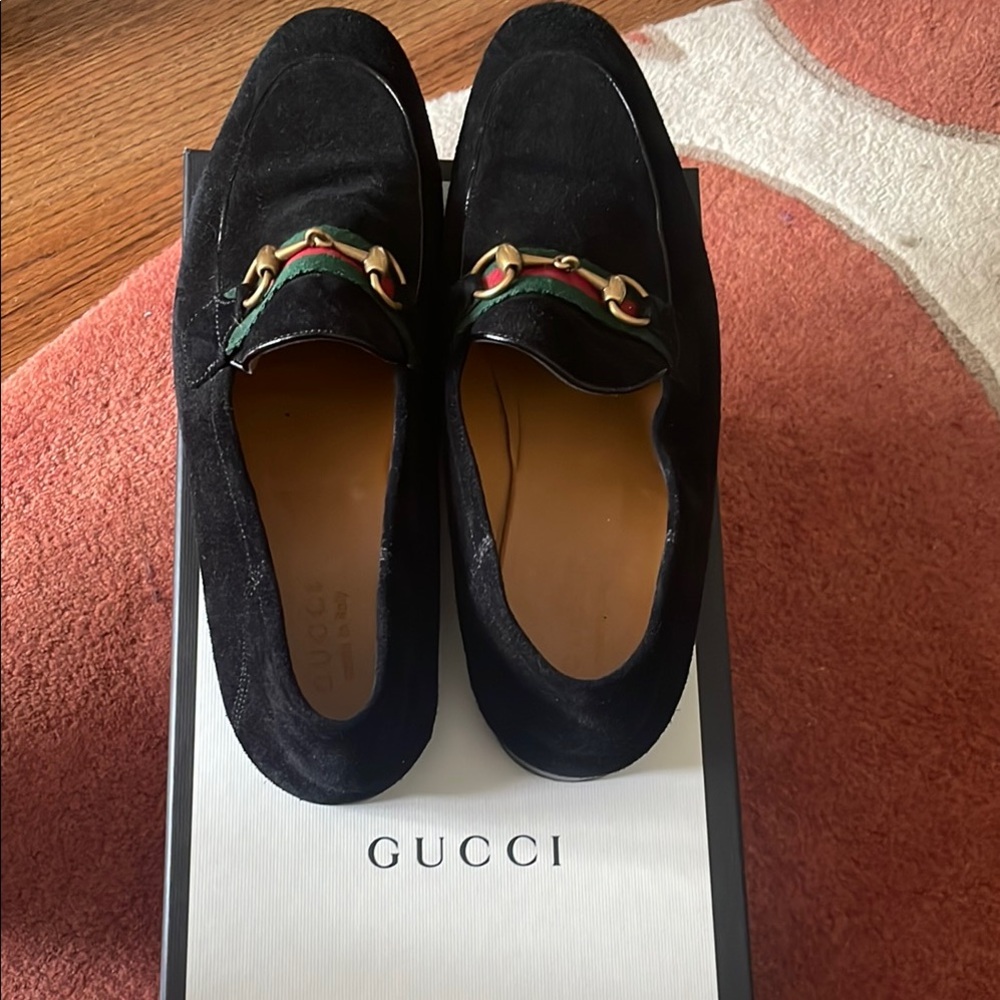 Gucci Black Loafers with Gold Horsebit